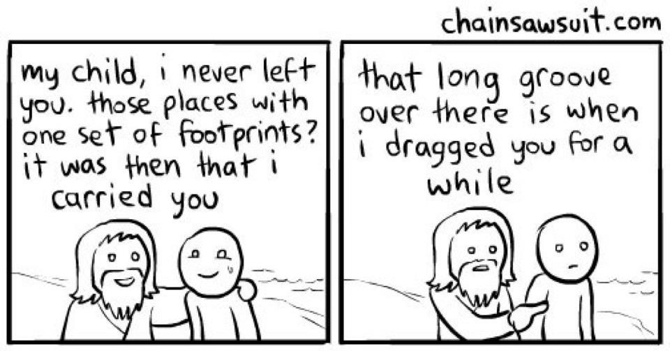 http://chainsawsuit.com/comic/2012/08/08/footprints-in-the-sand-part-1/